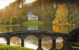 The Pantheon seen from across the lake in the winter at Stourhead, Wiltshire. When it first opened in 1740 Stourhead was described as 'a living work of art'.