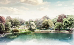 De vernieuwde Stadsparkvijver in Antwerpen